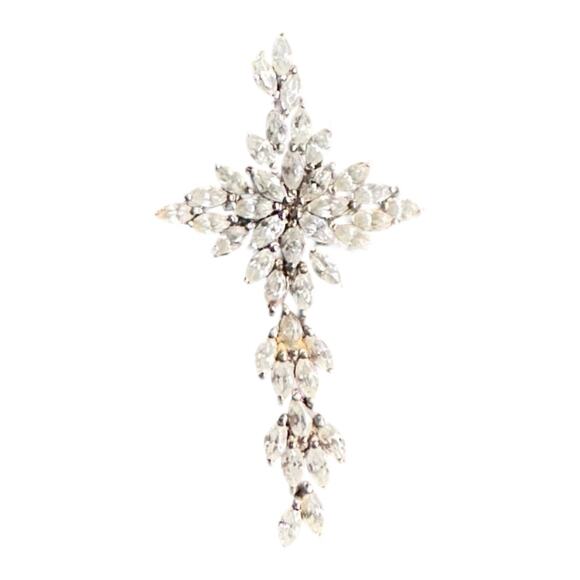 Vintage Silver And Rhinestone Cross Necklace Pendent - Picture 1 of 5